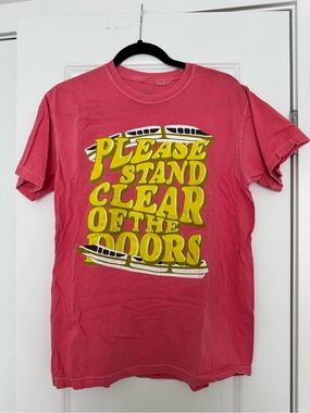 Please Stand Clear of the Doors Graphic Tee - Pink